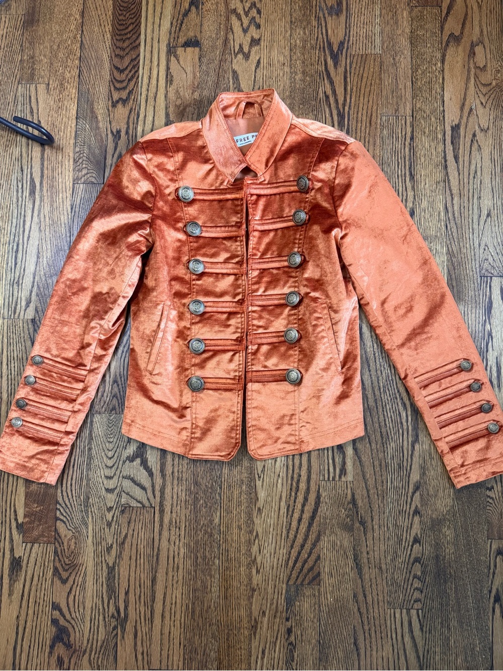 Free People Ruler Military Jacket M Copper Metallic Band Jacket Victorian - Picture 3 of 13